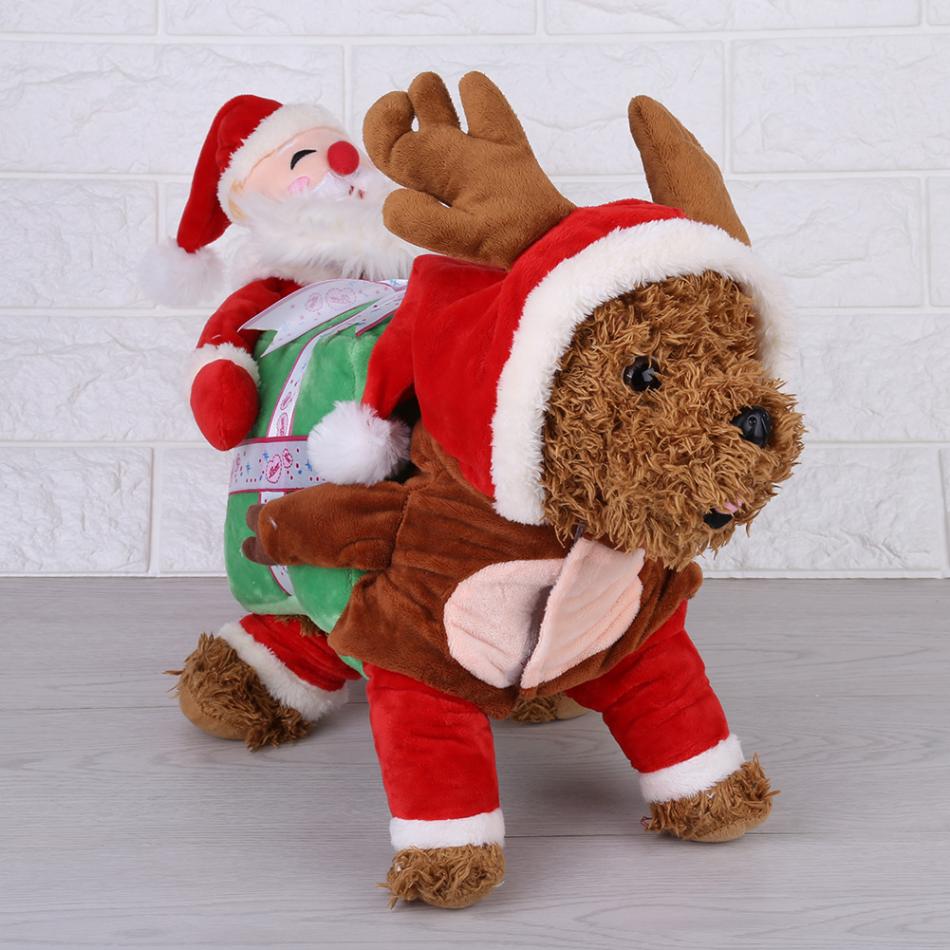 Santa Claus Rider Reindeer Red Holiday Costume For Dogs - Woof Apparel