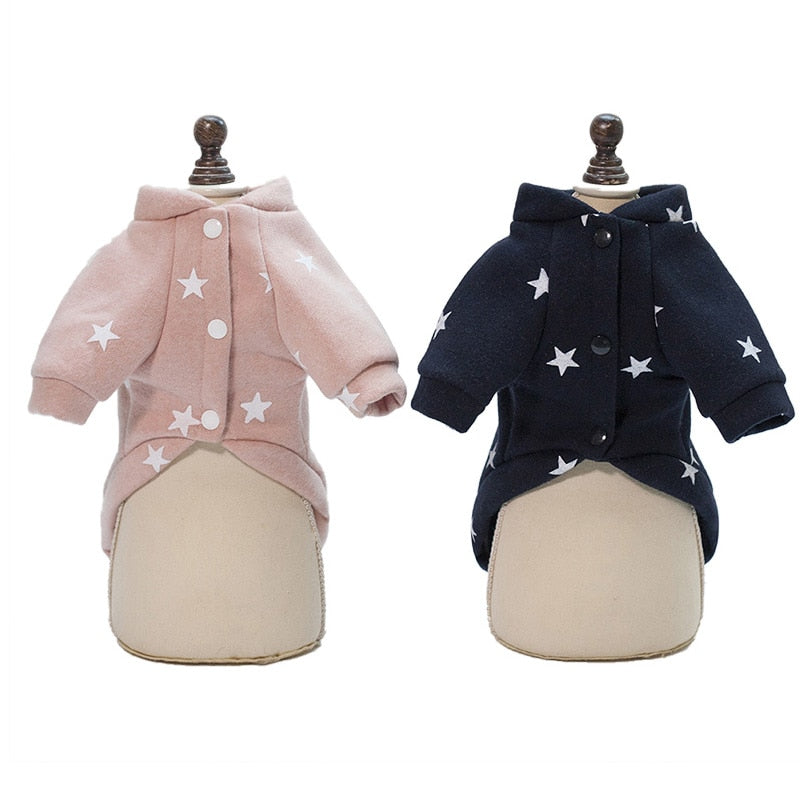 Cute Star Pattern Print Warm Winter Jacket For Dogs - Woof Apparel